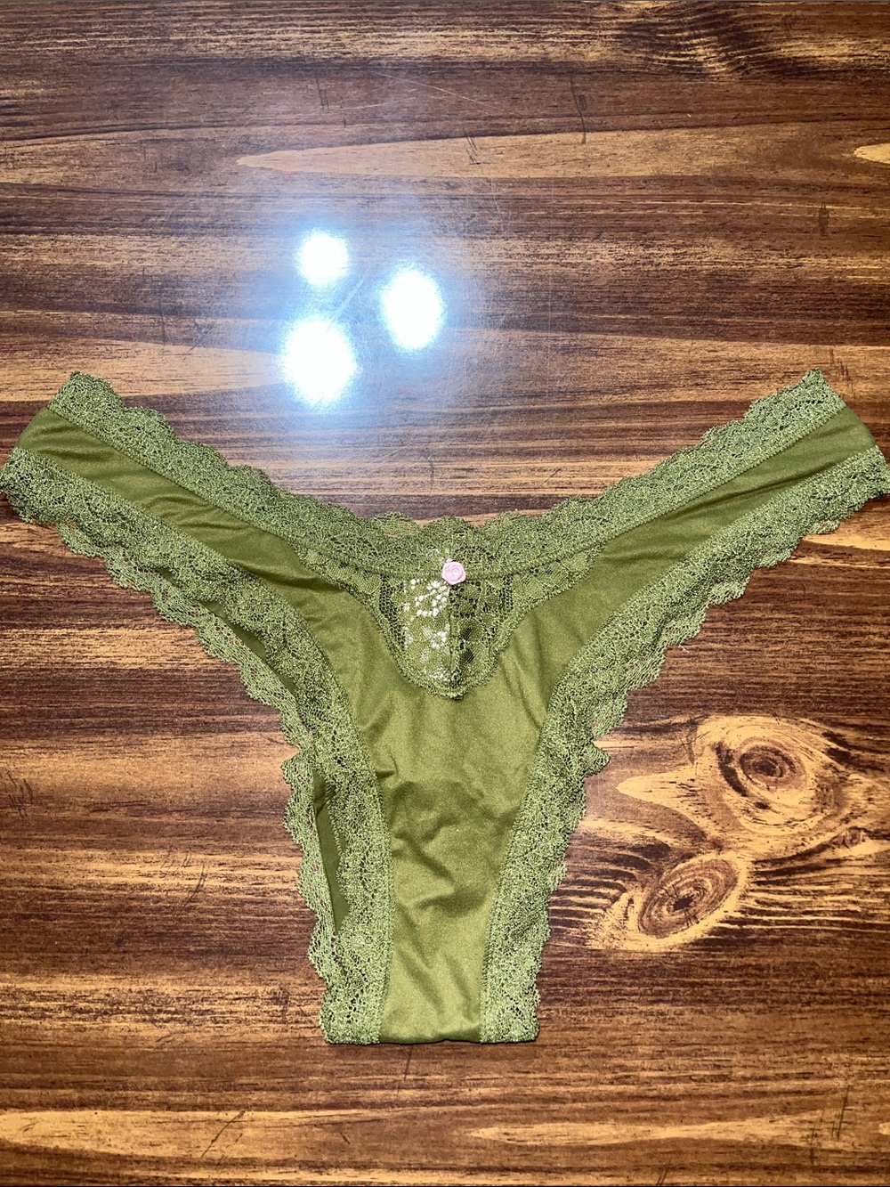 NWT Victoria's Secret Dream Angels Olive Green Lace Trim hi-leg Brazilian cut-M